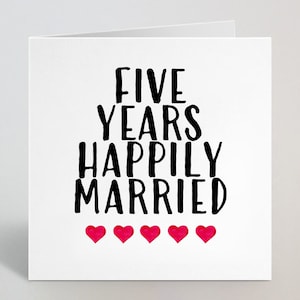 Carte de voeux d'anniversaire de mariage cinq ans, heureux mariés, - 5 ans, carte d'anniversaire de mariage cinq ans d'entre nous pour femme, mari - fabriquée au Royaume-Uni