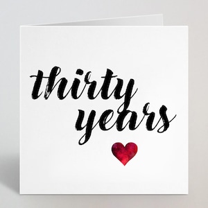 Dertig jaar 30e huwelijksverjaardag wenskaart - kalligrafie cursieve schets liefde man vrouw partner echtgenoot vriend - gemaakt in het VK