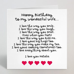 Nome / età / destinatario personalizzati Amo il modo in cui tu - Parole romantiche Biglietto di compleanno per fidanzato marito moglie fidanzata partner fidanzata - UK Made