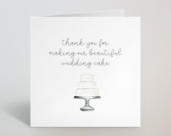 Obrigado por fazer nosso lindo cartão de bolo de casamento - Cartão de agradecimento para fabricante de bolo de casamento, padeiro de sobremesa de bolo de casamento - feito no Reino Unido