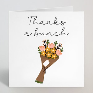 Corsivo Grazie Un mazzo di fiori Floreale Bouquet Biglietto di auguri - Grazie apprezzamento Incoraggiamento Biglietto di ringraziamento per mamma sorella Nan - UK Made