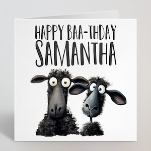 Nombre personalizado Oveja divertida Feliz Baa-thday Tarjeta de felicitación - Grosero, Divertido, Broma 40, 50, 60, 70 Tarjeta de cumpleaños Papá, Hermano, Amigo