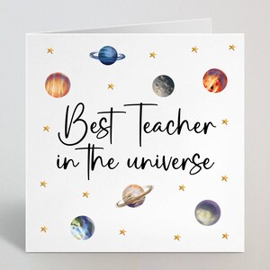 Cartão de agradecimento do melhor professor do universo para professor - Astronauta do universo espacial Cartão de agradecimento de professor de estudante - feito no Reino Unido