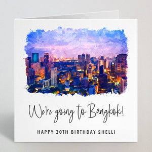 Gepersonaliseerde we gaan naar Bangkok Thailand Card - Bangkok Holiday Vacation Trip Surprise Gift Verjaardag Jubileumkaart Hubby - UK Made
