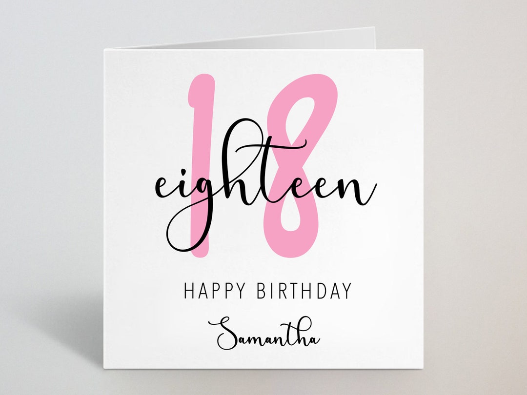 Eighteen Years 18th Birthday Calligraphy Cursive Sketch Pink - Etsy UK