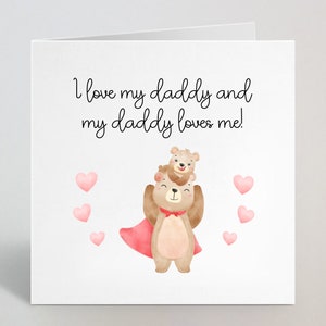 Escolha o destinatário - Eu amo meu papai/papai/pai, cartão comemorativo com ilustração do urso do dia dos pais - Cartão fofo de urso para vovô, papai, papai - Feito no Reino Unido