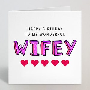Feliz cumpleaños a mi maravillosa esposa Tarjeta de felicitación colorida y audaz - Tarjeta de cumpleaños para esposa Wifey - Tarjeta de cumpleaños de la esposa - Hecho en el Reino Unido