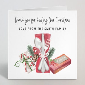 Grazie personalizzato per aver ospitato questa cartolina di Natale - Biglietto di ringraziamento per genitori, zia, zio, amico, nonno, papà, pops - UK Made