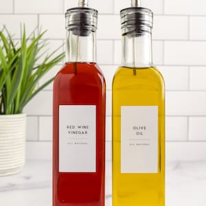Oil & Vinegar Labels | Olive Oil Labels | Label Set |  Waterproof | Customization Available | Kitchen Organization