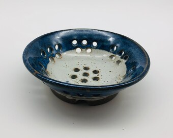 Blue and White Stoneware Berry Bowl