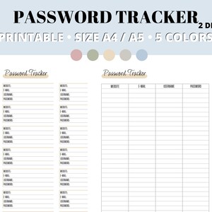 Printable Password Tracker, Fillable Password Log, Password Keeper ...