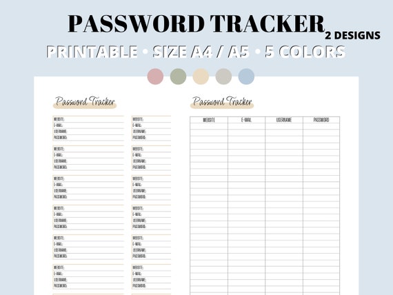 Printable Password Tracker Fillable Password Log Password - Etsy