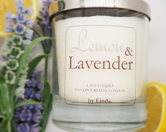 Lemon and Lavender Soy Candle with mini heart toppers / 100% Eco Friendly