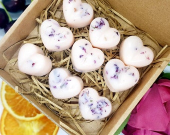 Assortmelts - Hearts - Set of Mixed Soy Wax Melts / Eco Friendly / 3 Different Scents / Sample Box