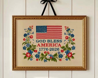 God Bless America Wall Art, Patriotic 250th Anniversary Print, 4th of July Decor
