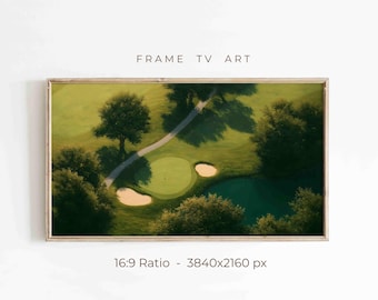 Golf Course Frame TV Art, Aerial Green Landscape Screensaver, Samsung Tv Decor