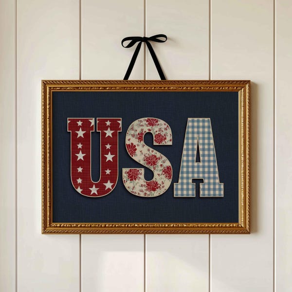 Cottage American USA Print, Patriotic July 4th Independence Day, America 250th Anniversary, Digital Download