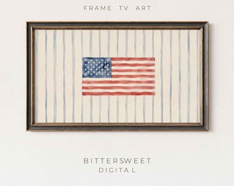 Patriottische aquarel vlaglijst tv-kunst, 4 juli Amerikaans Samsung tv-decor