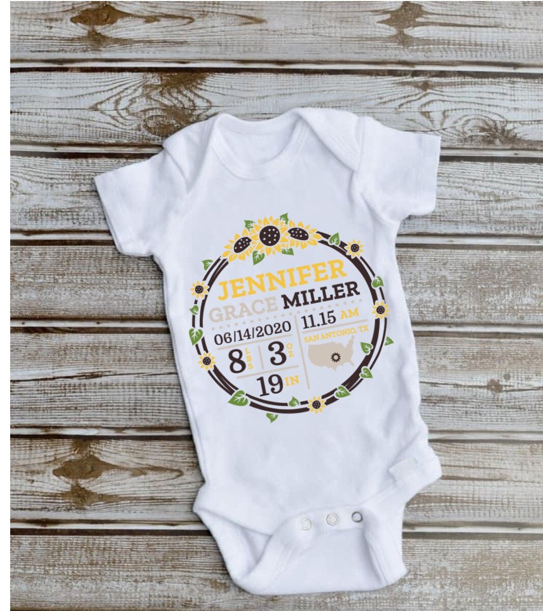 Baby Girl Birth announcement onesie Etsy