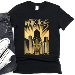 Camiseta Metrópolis, camiseta vintage de ciencia ficción, camiseta de la película Fritz Lang, camiseta retro de ciencia ficción, regalo para amantes del cine vintage, película cyberpunk