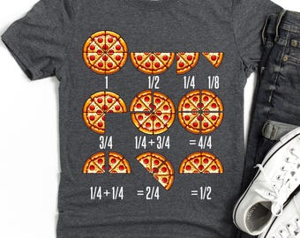 Pizza Fraction Math T-Shirt | Fraction Learning Graphic Tee