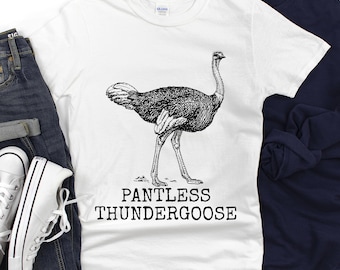 Funny Pantless Thundergoose Ostrich T-Shirt, Vintage Style