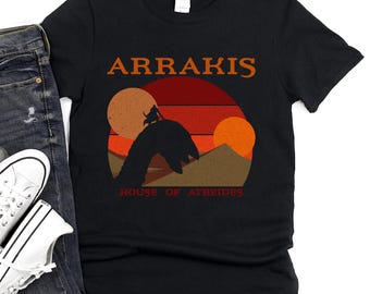 Sci Fi Arrakis Sandworm Rider T-Shirt, Distressed Graphic Tee
