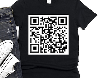 Rick Astley Never Gonna Give You Up T-Shirt | Rickroll QR Code, Meme Music Tee