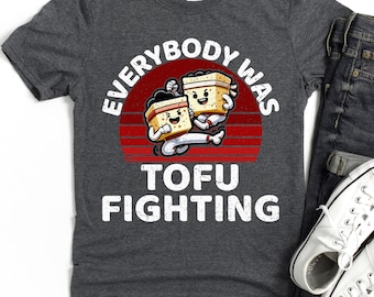 Tofu Fighting T-Shirt | Vegan Humor, Kawaii Illustration