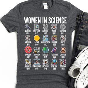 Inspirierende Frauen in der Wissenschaft Unisex Softstyle T-Shirt, STEM-Studenten Geschenk, Wissenschaftslehrer Shirt, Mädchen-Wissenschaftskleidung,