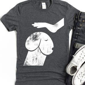 Funny Hand Petting Dog Graphic Tee, Adult Humor Unisex T-Shirt