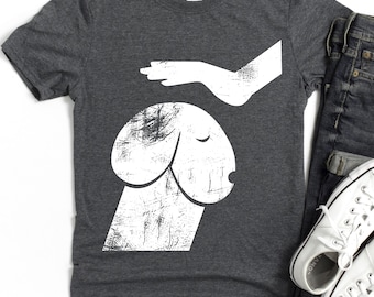 Funny Hand Petting Dog Graphic Tee, Adult Humor Unisex T-Shirt