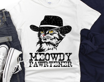 Meowdy Cowboy Cat T-shirt, Funny Cat Lover Gift