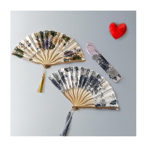 Abanico plegable chino: diseño tradicional de mano grande para decoración de pared: lindo accesorio de verano