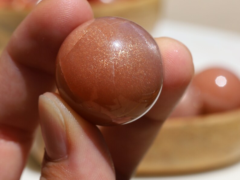 High Quality Peach Moonstone with Suntone Spheres Peach Moonstone Sunstone Spheres image 3