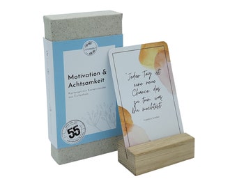 SCHREIBLICHKEIT® 55 carte motivazionali con supporto in legno - motivazione e consapevolezza - mentalità positiva - regalo