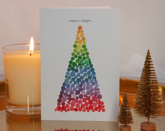 4-pack Rainbow Christmas Tree greeting card