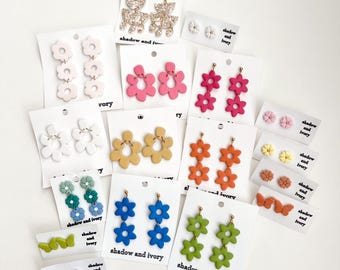 Casual Flower Collection // HANDMADE polymer clay earrings studs dangles