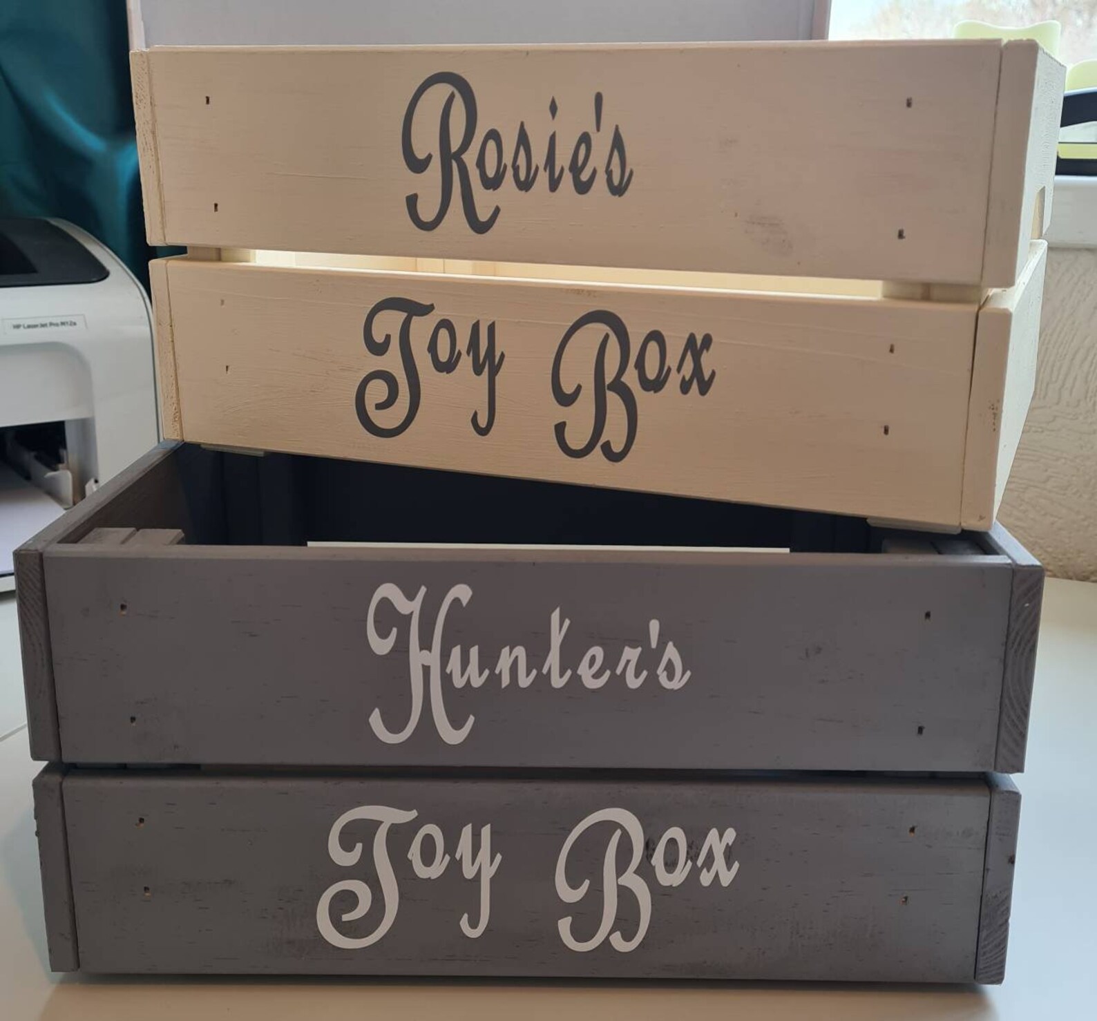 personalised pine toy box