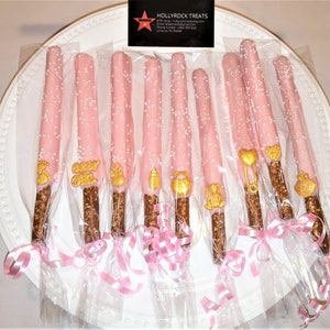 Pink Baby Girl Pretzel Rod Favors