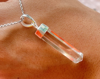 Vintage bergkristal amulethanger, 925 sterlingzilveren kristallen ketting, bergkristal hanger sieraden (alleen hanger)