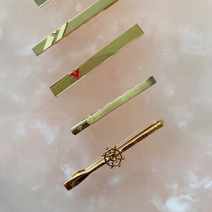 Lot of Vintage Gold Plated Tie Clips, Costume Jewellery, Mens Accessories 1990&#39;s Tie Bars