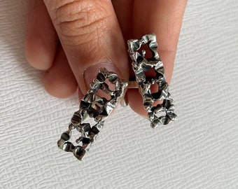 Boutons De Manchette Vintage - Argent Sterling 925, Style Brutaliste Moderniste, Années 30-50