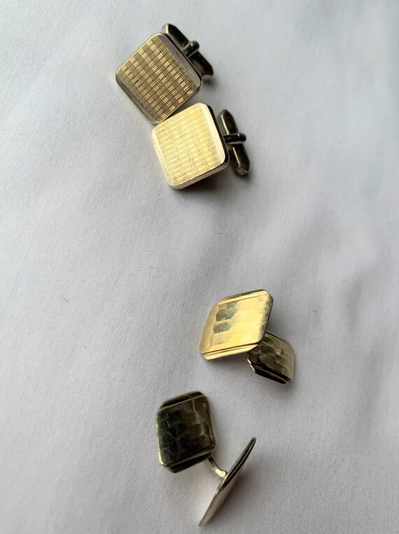 Boutons De Manchette Vintage Plaqués Or - Style Moderniste - Occasion