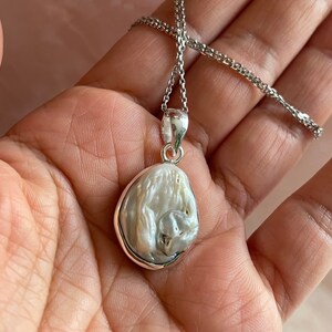 Fresh Water Baroque Pearl Pendant in Sterling Silver, Pendant only