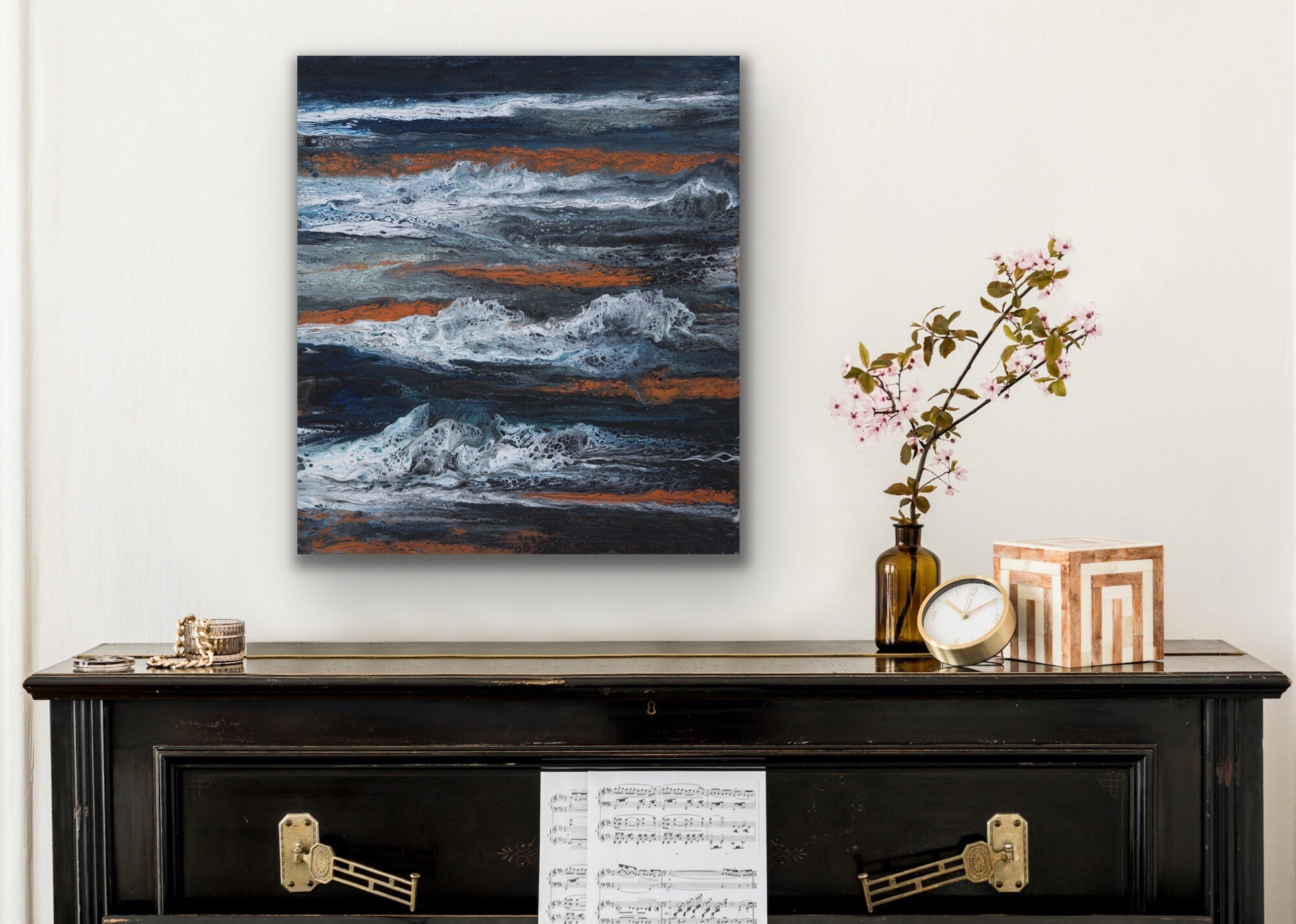 18in X 24 Ini Abstract Original Coastal Art Print Waves by Etsy UK