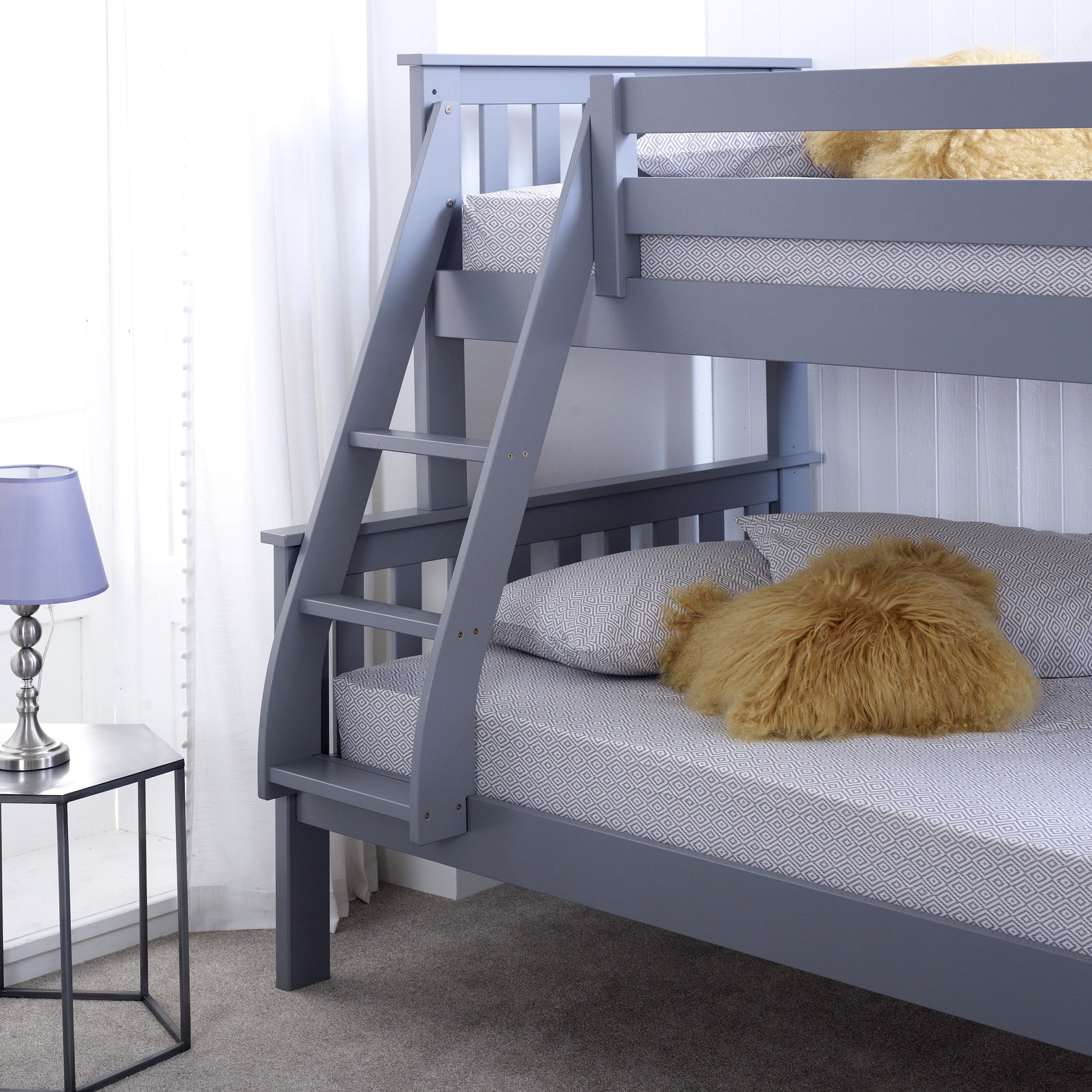 Clover Grey Triple Sleeper Solid Wood Pine Grey Bunk Bed Etsy