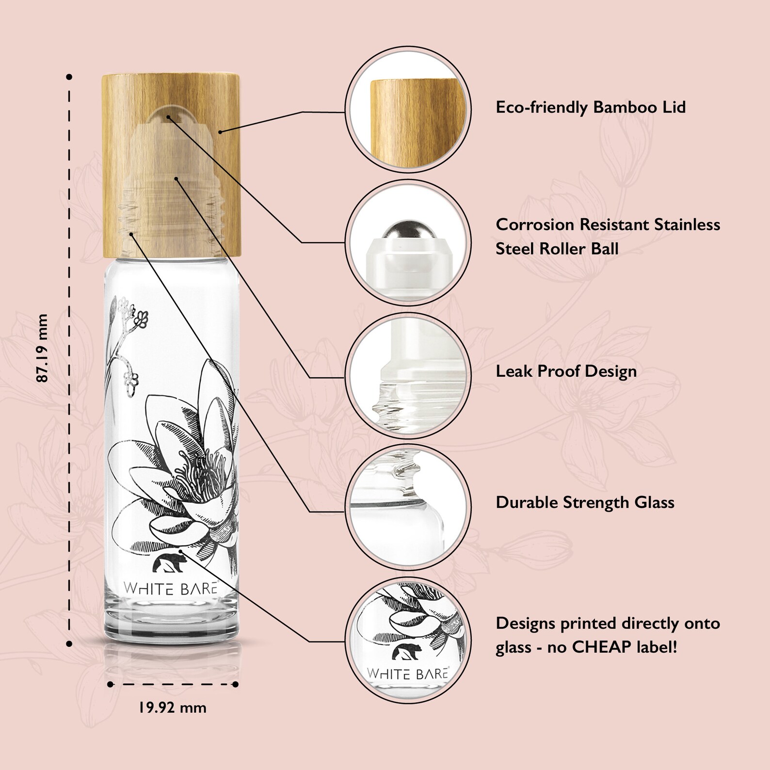 White Bare Essential Oil Roller Bottles 10ml Glass Bottles Etsy