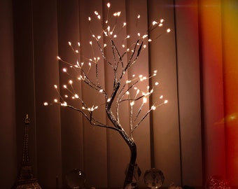 Personalized Aesthetic LED Fairy Tree Lamp 3D Sparkly Twinkle Reading Light Gift Night Light USB Bonsai Tree For Office Bedroom Mood Decor