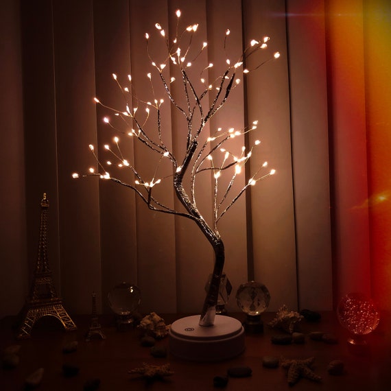 Personalized Aesthetic LED Fairy Tree Lamp 3D Sparkly Twinkle Reading Light  Gift Night Light USB Bonsai Tree for Office Bedroom Mood Decor 